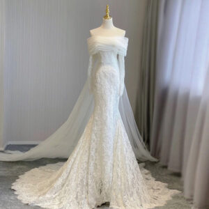 Women's Clothing Fishtail Lace Light Wedding Dress Bride Simple One Shoulder Wedding Reception French Light Dress - Damenb...