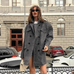Thousand Birds Wool Coat 2025 Autumn And Winter Medium-length Double-breasted Jacket Women's British Wool Jacket - Damenbe...