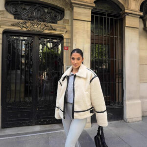 Women's Winter Coat 2024 Fashion Thick Warm Faux Shearling Fleece Lined Jacket With Patchwork Design ​​ - Damenbekleidung