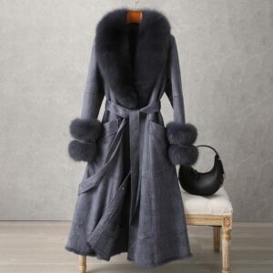 Women's Clothing Rabbit Fur Coat 2024 New Mid Length Fur Women's Over The Knee Fox Fur Collar Coat Slim Fit - Damenbekleidung