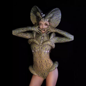 Women's Clothing nightclub Halloween print alien snake woman Medusa one piece high slit performance costume - Damenbekleidung