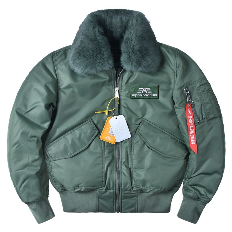 New Alpha Martin Winter 45P Cotton-padded Flight Bomber Jacket Men Casual Fur Collar Loose Baseball Military Tactical - He...