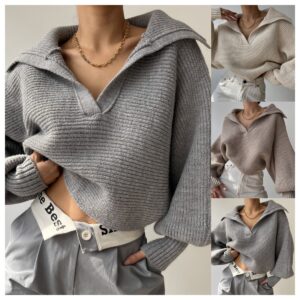 2025 Spring And Autumn New Product Knitted Sweater Collar Pullover Women's Top - Damenbekleidung | Technik & Gadgets