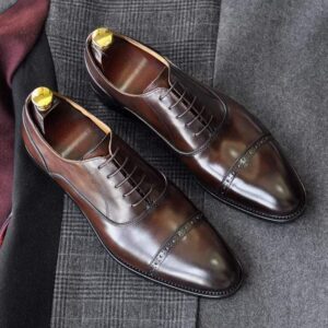 Italian Handmade Men's Business Leather Lace-up Three-joint British Wedding Groom Formal Oxford Shoes - Schuhe
