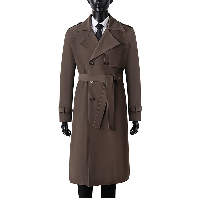 Men's Clothing style lapel long large size loose jacket men's windbreaker men's style high end sense of cool knee length s...