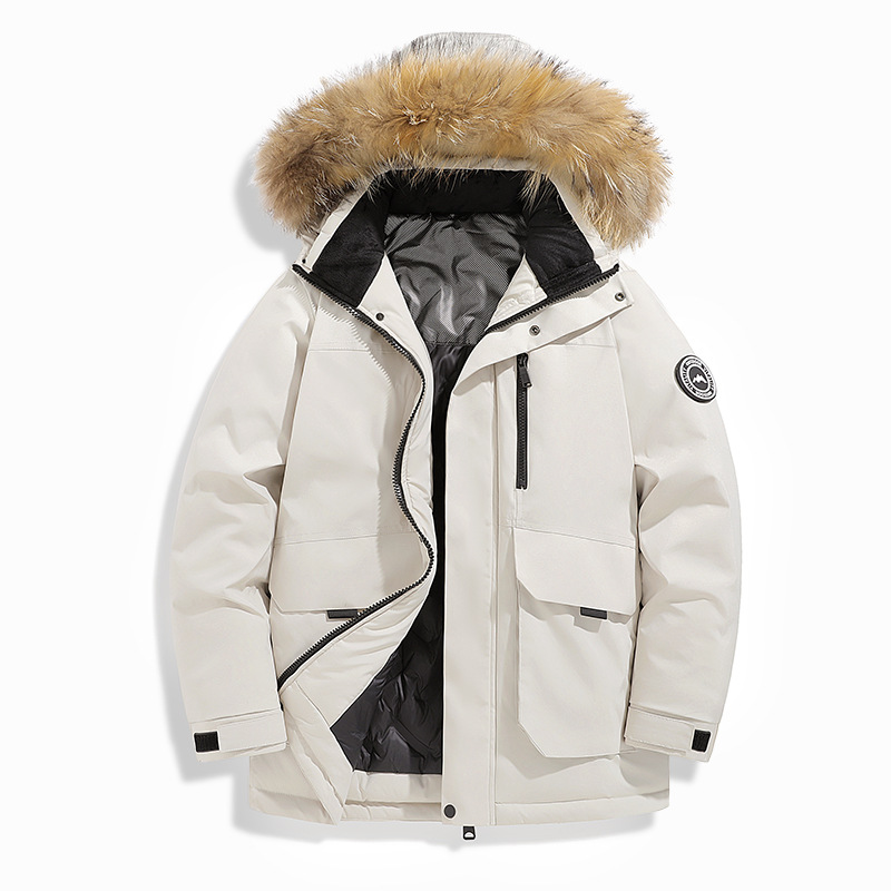 Men's Clothing Thickened Hooded Down Jacket, 550 Fill Power White Duck Down, Winter Warm Coat For Youth & Big Sizes, Casua...