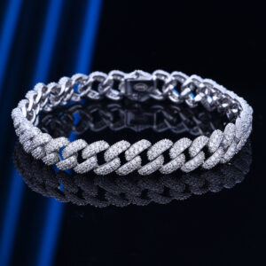 Cuban Chain Bracelet Men's Hip Hop Couple Sterling Silver Simple Fashion Brand Inlaid with Full Diamond Heavy Craft - Gesc...