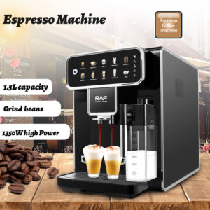 Professional Italian Espresso Machine With Built-in Grinder & Steam Wand – 15-Bar Pump Pressure, 1.8L Water Tank, Stainles...