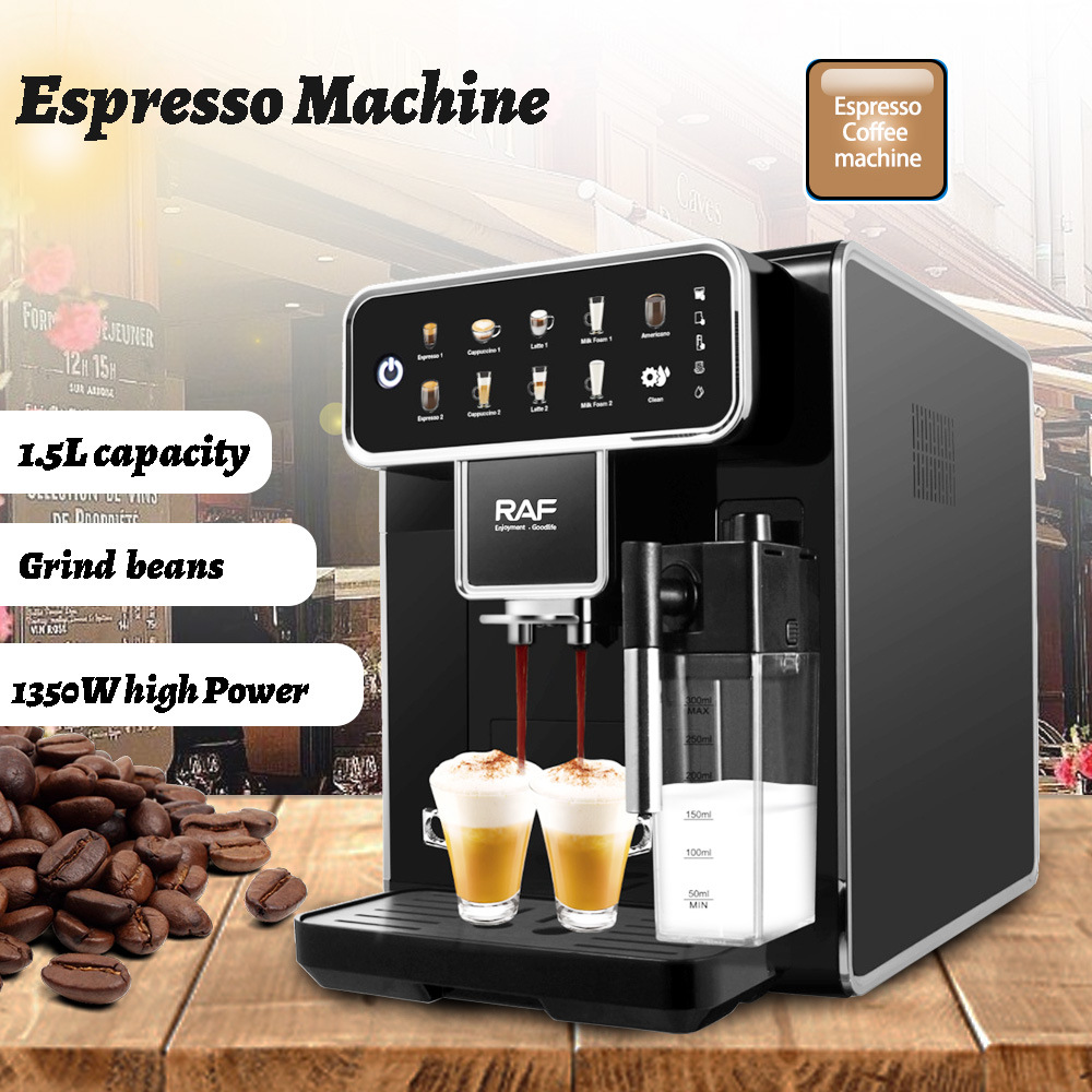 Professional Italian Espresso Machine With Built-in Grinder & Steam Wand – 15-Bar Pump Pressure, 1.8L Water Tank, Stainles...