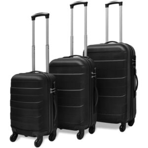 3-piece Hard-shell Suitcase Set 45.5/55/66 Cm, 360° Spinner Wheels, Suitcases In Black/Silver (S:45.5x30x20cm, M:55x36x22c...