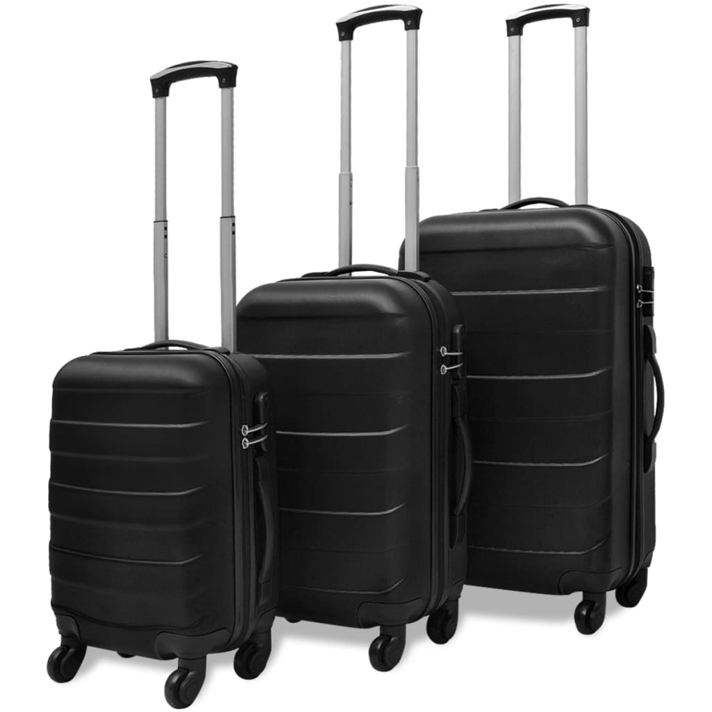 3-piece Hard-shell Suitcase Set 45.5/55/66 Cm, 360° Spinner Wheels, Suitcases In Black/Silver (S:45.5x30x20cm, M:55x36x22c...