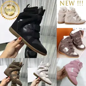 New Colors Marant Internal Height Increasing Shoes Hot Sale Black Genuine Leather Real Bekett Leather-trimmed Suede - Schuhe