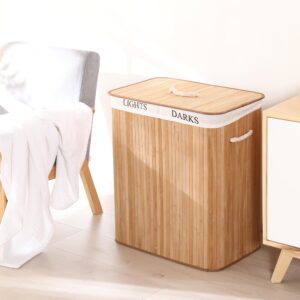A Large-Capacity Christmas Storage Basket Made Of Bamboo, Detachable And Foldable, Suitable For Laundry Or Bedroom Use, Wi...