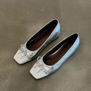 2025 Fall/Winter New Women's Flat Square-Toe Shoes Bow-Tie Low-Cut Casual Shoes Stylish Versatile - Schuhe