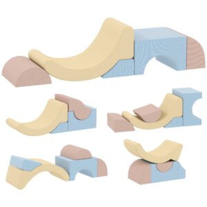5er-Set Schaumstoff-Kletterblöcke, Cordbezug, Leichtes Gewicht, Zum Bauen, Krabbeln, Klettern, Bunt - Spielzeug