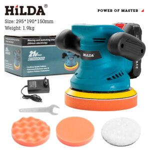 HILDA Cordless Polisher For Cars & Marble - 3-Speed Adjustable, 125mm Pad, 2800 RPM, Lithium Battery (5 Models Available)​...