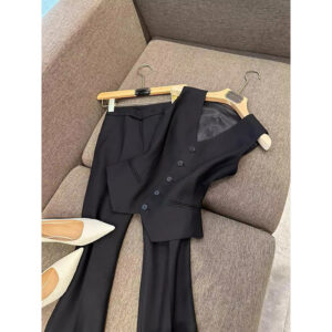 Women's Clothing suit T shirt! High fashionable wool silk V neck waist vest jacket suit for women - Damenbekleidung