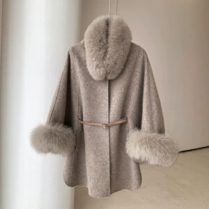 Women's Clothing Autumn And Winter New Fur Collar High End Double Sided Cashmere Coat For Women Wool Cape Shawl Coat - Dam...