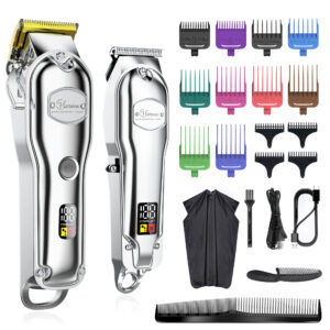 Hatteker Professional Cutter Mans Clipper Set Metal Electric Cordless Hair Trimmer for Barber LCD Display Hairdressing - K...