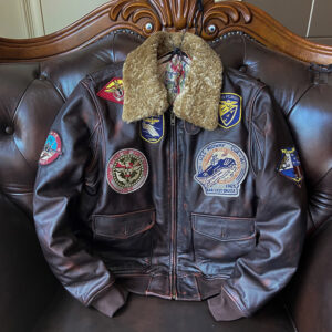 ​​Premium Genuine Leather G1-TG Bomber Jacket For Men – Classic Aviator Style, Extra Large Sizes, Comfortable & Stylish (B...