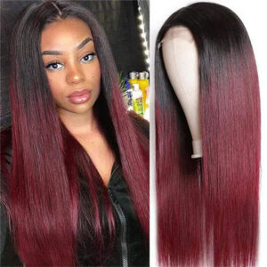 1B/99J Straight Wigs Human Hair Burgundy 13x4 Lace Front 18Inch Wigs For Black Women Pre Plucked - Haircare Products