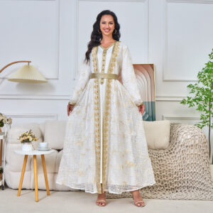 Women's Clothing Two Piece Embroidered Beaded Lace Robe Abaya Dubai Women's Long Skirt - Damenbekleidung | Technik & Gadgets