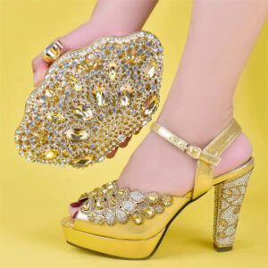 Women Shoe Bag Set Elegant Fashion High Heel Sandals With Rhinestones Matching Bag Set Style - Schuhe | Technik & Gadgets