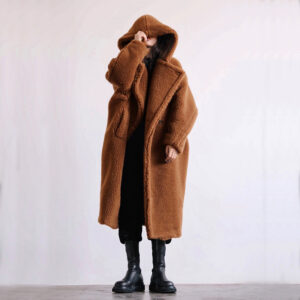 Women's Clothing Autumn And Winter Casual Fur Coat Women's Coat Mid Length Hooded Lapel Fashionable Lamb Wool Temperament ...