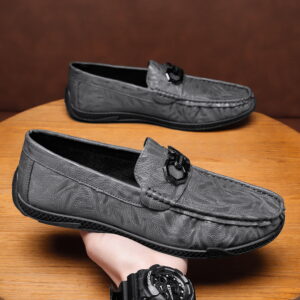 Men's autumn business British style men's casual leather , soft soles for driving, one foot lazy black bean trendy - Schuhe