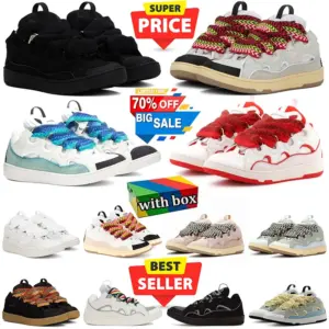 With Box Designer Curb Shoes Sneakers For Men Women Black Mens Womens Trainers Plate-forme Casual Chaussure Platform - And...