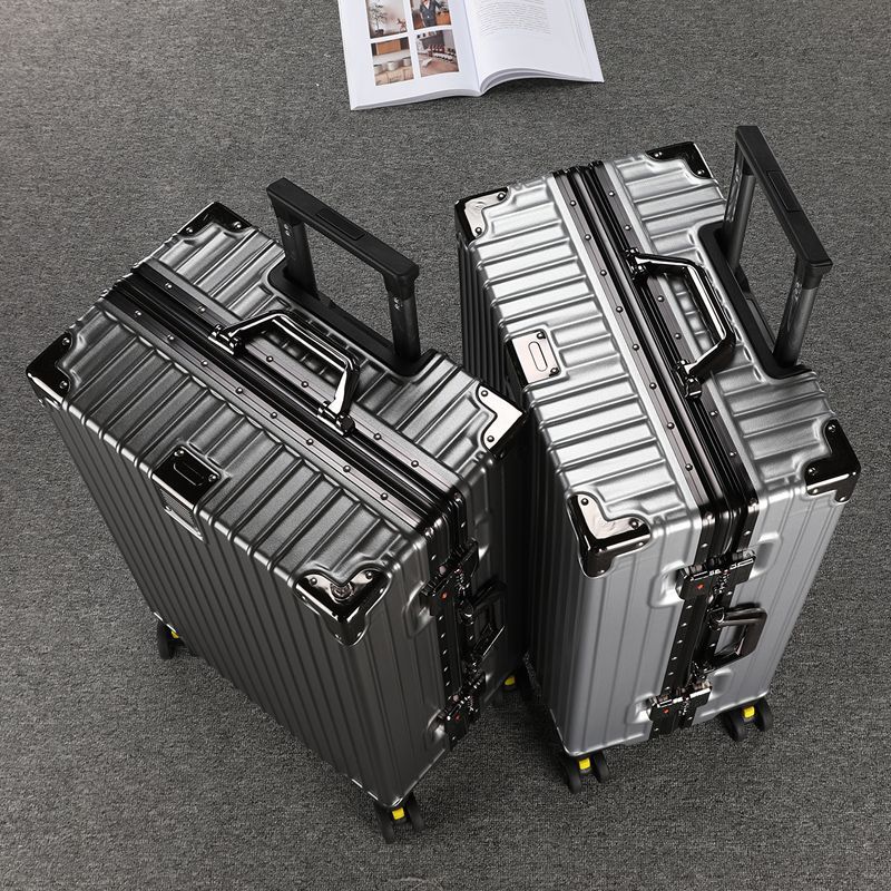 Luggage Large Capacity Aluminum Frame Trolley Box All Aluminum Aviation Boarding Box Thickened Leather Suitcase Travel Box...