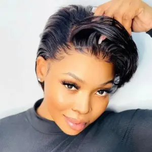 Pixie Cut Lace Front Human Hair Bob Wig PrePlucked Baby Hair 13X4 Transparent for Black Women - Haircare Products