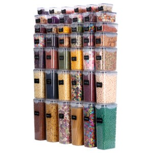 42pcs/set PP plastic sealed jar 42-piece set grain noodle stick open cover rice storage jar - Waschen & Reinigen