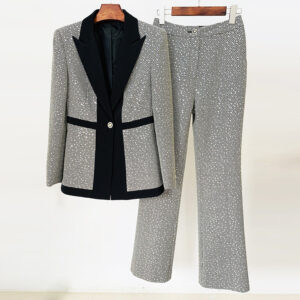 Women's Temperament Sequin Small Check Color Matching Suit Trouser Two-piece Set - Damenbekleidung | Technik & Gadgets