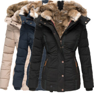 Women's Clothing New Winter Warm Fur Collar Cotton Coat Women's Zipper Long Sleeved Slim Cotton Coat Jacket Hooded Coat - ...