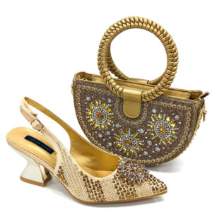 Shoe Bag Set Combination Wrist Woven Moon Bag + Women's Pointed Sandal Crystal Buckle - Schuhe | Technik & Gadgets