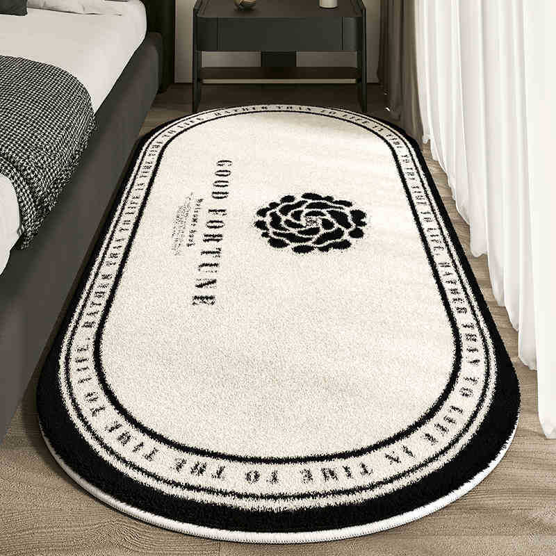 French Chic Cashmere Rug - Luxury Non-Slip Oval Bedside Carpet For Bedroom & Bathroom, 3cm Cashmere Pile (40x60cm To 80x20...