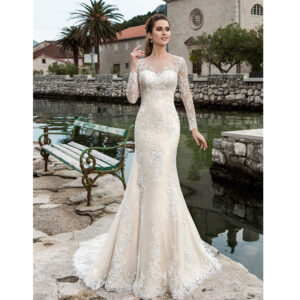 Women's Clothing New Bride Main Wedding Dress Small Tail Lace Long Sleeve Backless Forest Retro Wedding Dress - Damenbekle...