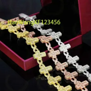 Christian Hip Hop Pass Diamond Tester S Sier GRA Iced Out Baguette VVS Moissanite Cross Cuban Link Chain For Men Women - G...