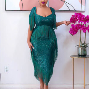 Women's dress Fashion Evening dress sequin fringe slim sexy dress Bridesmaid dress woman - Damenbekleidung