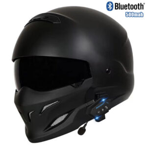 DOT & 3C Certified Retro Motorcycle Half Helmet With Bluetooth – Samurai Black Scorpion Design – Vintage Harley Style For ...