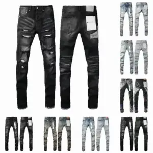 Mens Trousers Purples Jeans Denim Designer Jeans Men Black Pants High-end Quality Straight Retro Ripped Biker Jean Slim - ...
