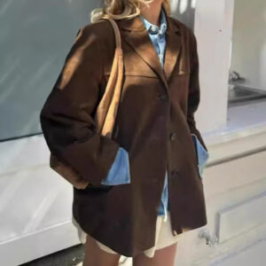 -Spring And Autumn Personalized Brown Collar Long Sleeve Button Coat Street Style - Damenbekleidung | Technik & Gadgets