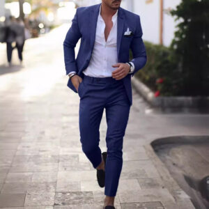 [RegalPlus] Men's Single-Breasted Suit - Classic Solid Color | Big & Tall Formal Wear (Up To 6XL) - Herrenbekleidung