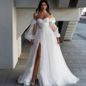 Women's Clothing French light wedding dress new temperament welcoming dress super long sleeves small tail out of the yarn ...