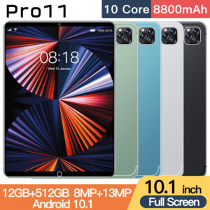 10.1 Inch Dual SIM Android Tablet - 8-Core Processor, HD IPS Screen, Bluetooth, 16GB Storage, Metal Body (White/Green)​ - ...