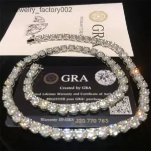 The cheapest price Hip Hop Sterling Sier 2mm 3mm 4mm 5mm 6.5mm VVS Moissanites Diamond Necklace Moissanite Tennis Chain - ...