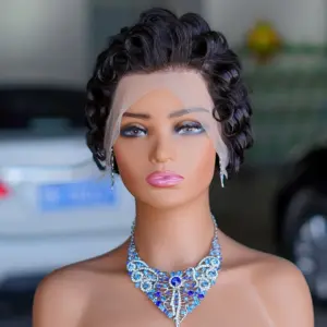 Short Pixie Cut Human Hair Wigs Curly Hair Transparent 13x4 Lace Wigs For Woman Brazilian Hair Remy - Haircare Products