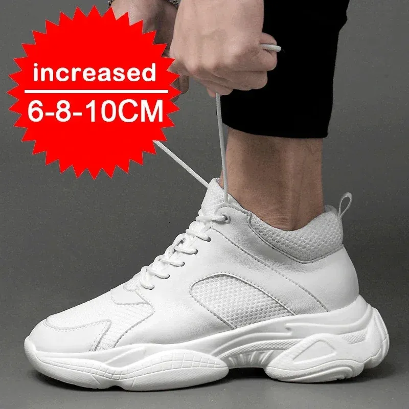 Summer New Style Fashion Sneakers Man Elevator Height Increase Insole 8cm White Black Taller Shoes Men Breathable Leisure ...