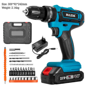 21V Brushless Cordless Drill – 2-Speed Adjustable Electric Drill For Home DIY, Wood & Metal Drilling (Lightweight, LED Lig...